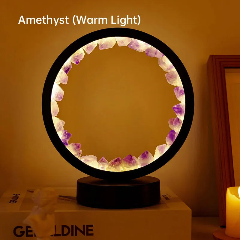 LED Wiederauflampbare Nachttischlampe - Natürliche Amethyst-Kristalldekoration