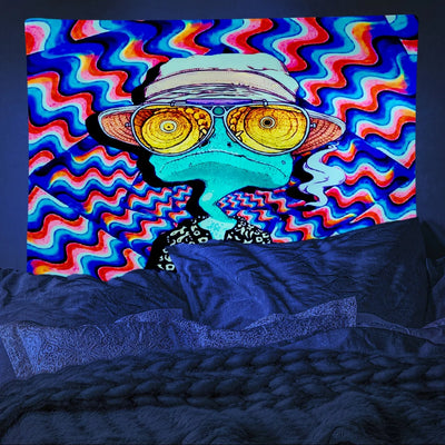 Neon Frog UV Schwarzlicht-Wandteppich