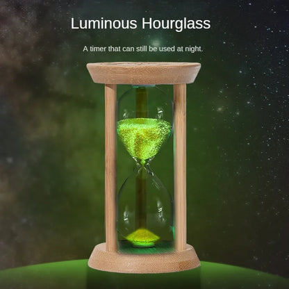 Cosmic Bamboo Glow – Fluorescent Hourglass Timer