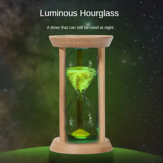 Cosmic Bamboo Glow – Fluorescent Hourglass Timer