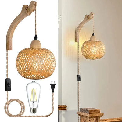RATTAN SIGNAL – E27-WANDLEUCHTE AUS BAMBUSGEFLECHT