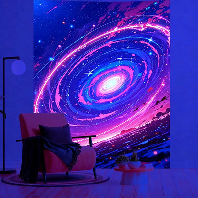 Cosmic Galaxy UV Schwarzlicht-Wandteppich