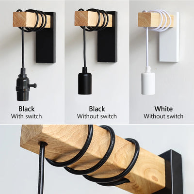 Switch Signal – E27-Wandleuchte aus Holz und Eisen