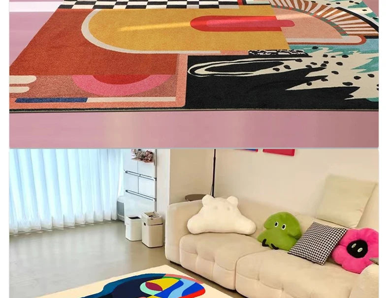 Bunter Abstrakter Kunst-Teppich – Samtweich & Modern