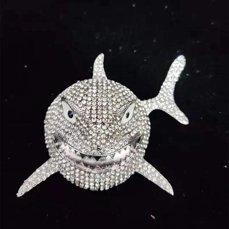 Shark pendant - hip hop vibe with glittering crystals and Miami Cuban chain