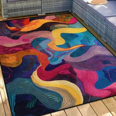 Geometrischer Abstraktteppich von NiZED als trippy Poster und psychedelische Wanddeko