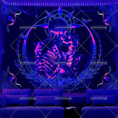 Seven Chakras UV Schwarzlicht-Wandteppich