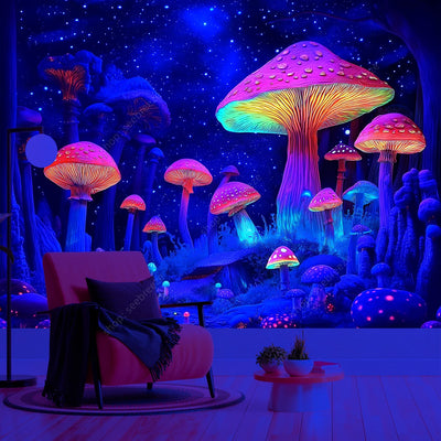 Enchanted Mushroom Forest UV Wandteppich