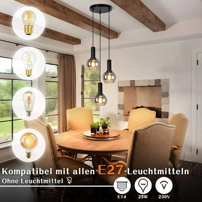 TRIPLE SMOKE – 3-FLAMMIGE E27-GLASPENDELLEUCHTE