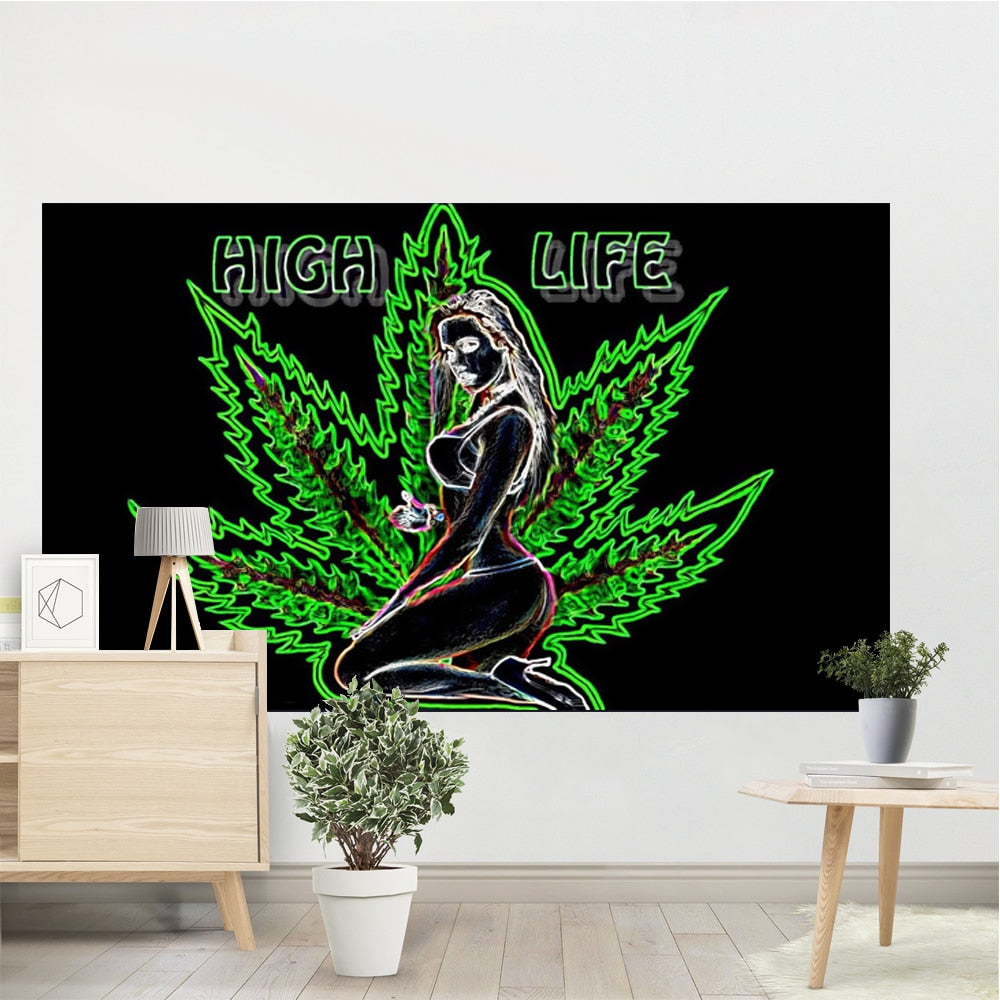 Schönheitsvolle psychedelische Weed-Blätter - Hippie Art Schwarzlicht