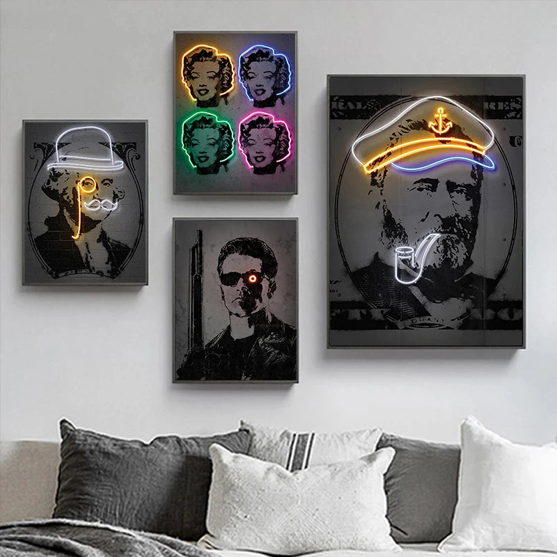 Modern Pop Wall Art Neon Design Mona Lisa und Co.