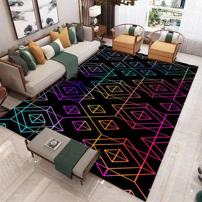 Schwarzgeometrischer Abstraktteppich Schwarzlichtposter - Produktbild 4 - NiZED