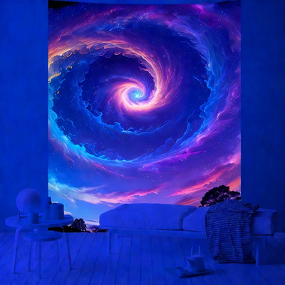 Cosmic Galaxy UV Schwarzlicht-Wandteppich