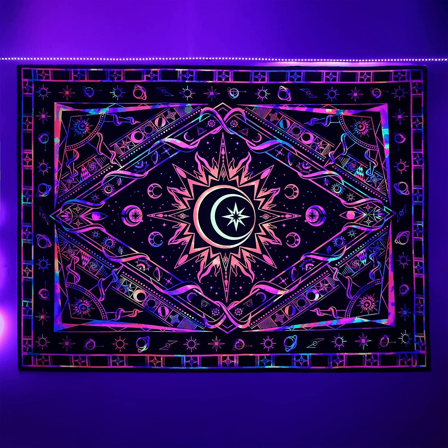 Geheimnisse des Sternenuniversums psychedelische Schwarzlichtposter