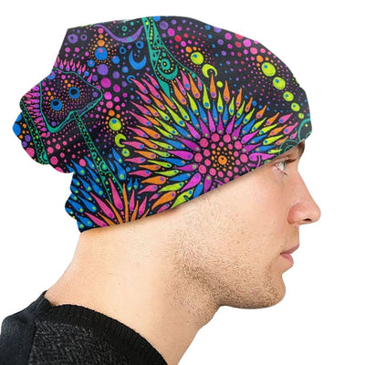 Psychedelic Skull Beanie – Trippy Wintermütze NiZED rave techno