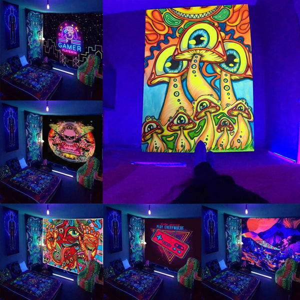 Trippy Mushroom black light poster