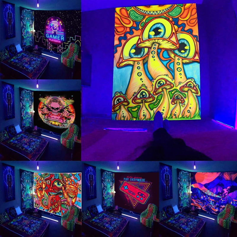 Trippy Mushroom black light poster