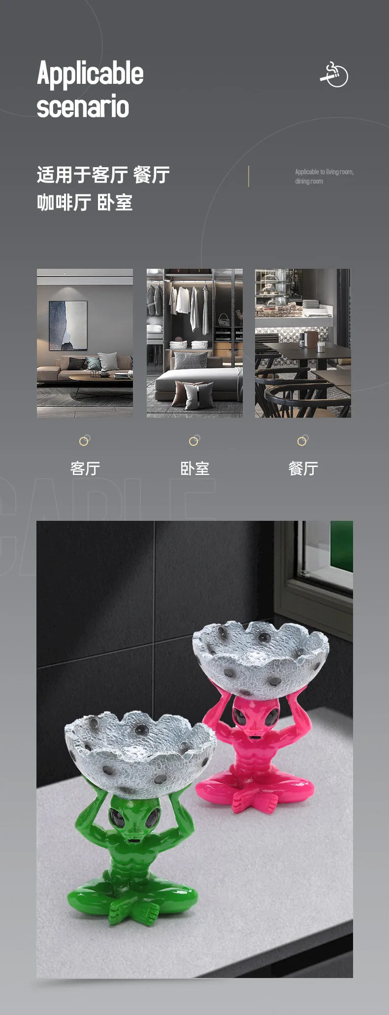 Alien-Aschenbecher – Retro Resin Deko