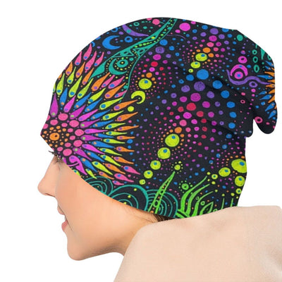 Psychedelic Skull Beanie – Trippy Wintermütze NiZED rave techno