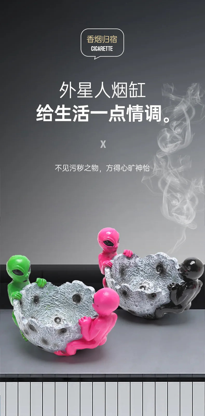 Alien-Aschenbecher – Retro Resin Deko