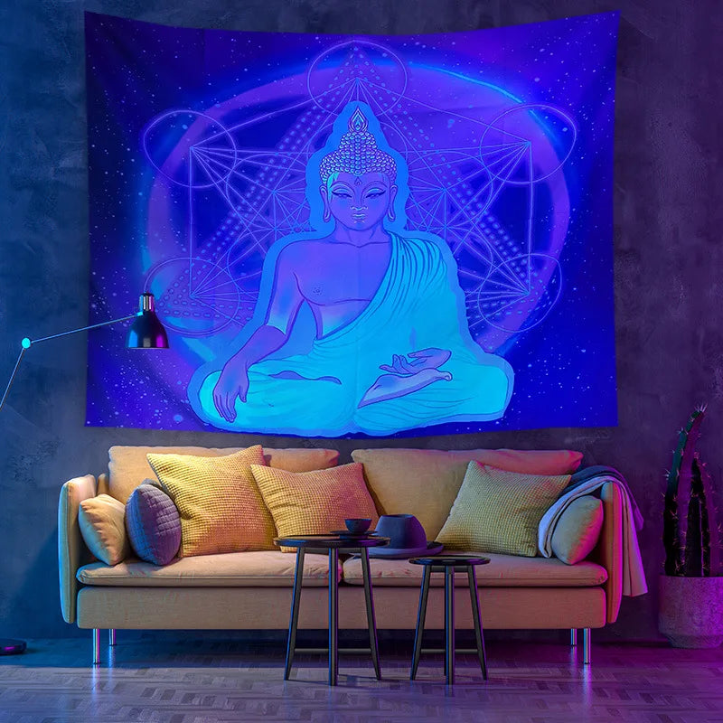 Buddha Meditation Seven Chakra Schwarzlichtposter