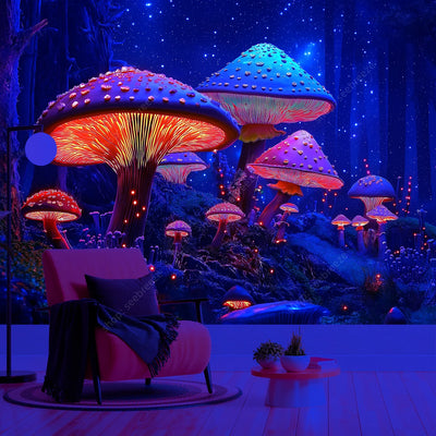 Enchanted Mushroom Forest UV Wandteppich