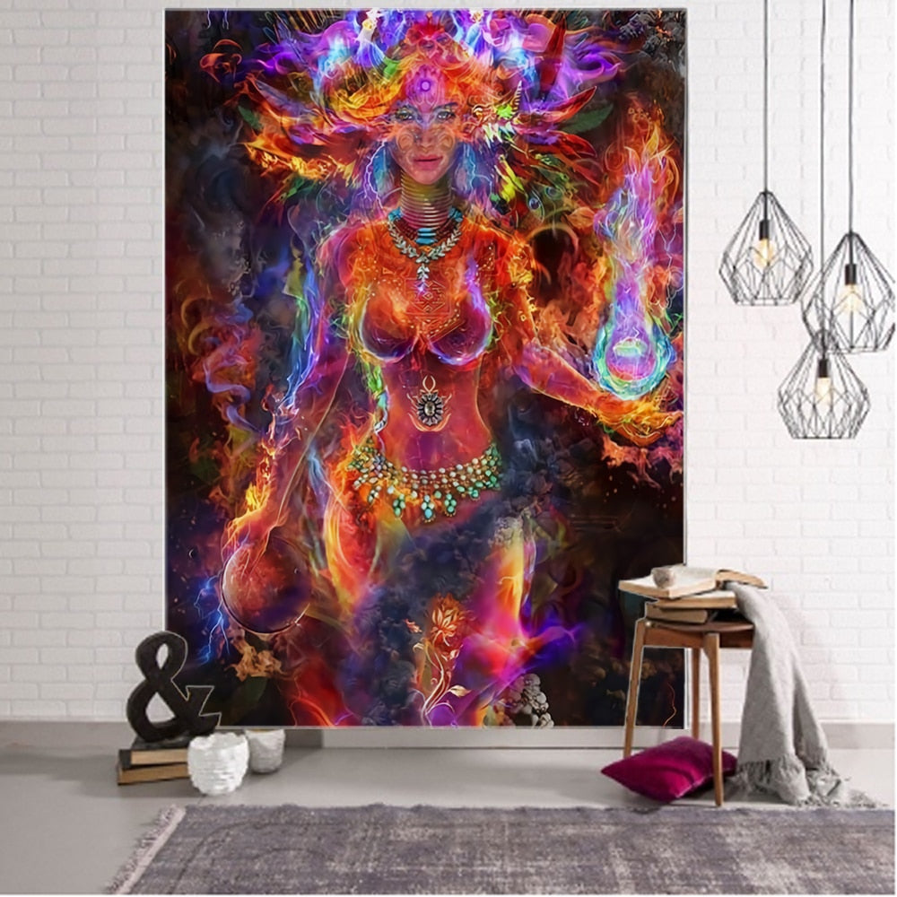 Exotische Bunte Datura Bohemian Hippie Schwarzlichtposter