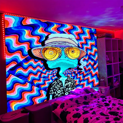 Neon Frog UV Schwarzlicht-Wandteppich