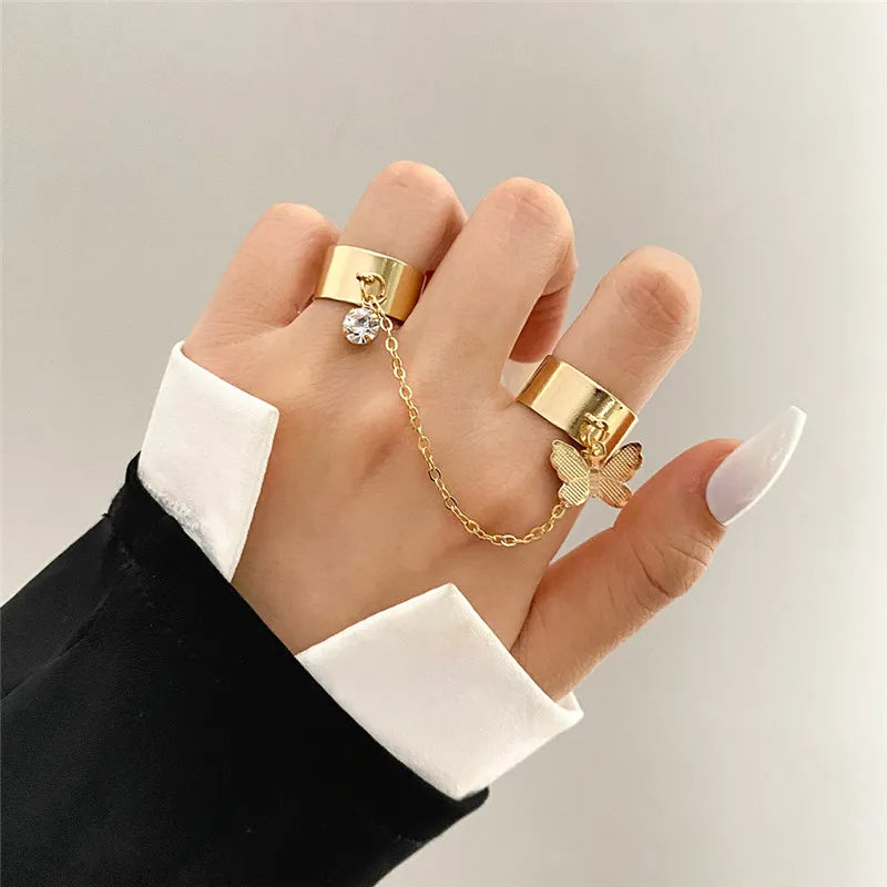 Modyle Punk Geometrische Silberfarbene Armbandringe - Stilvoller Hip-Hop Schmuck