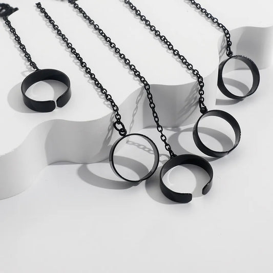 Punk Style Schwarze Armbandringe - Geometrisches Design