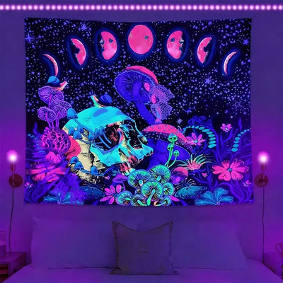Mystical Symbols UV Schwarzlicht-Wandteppich
