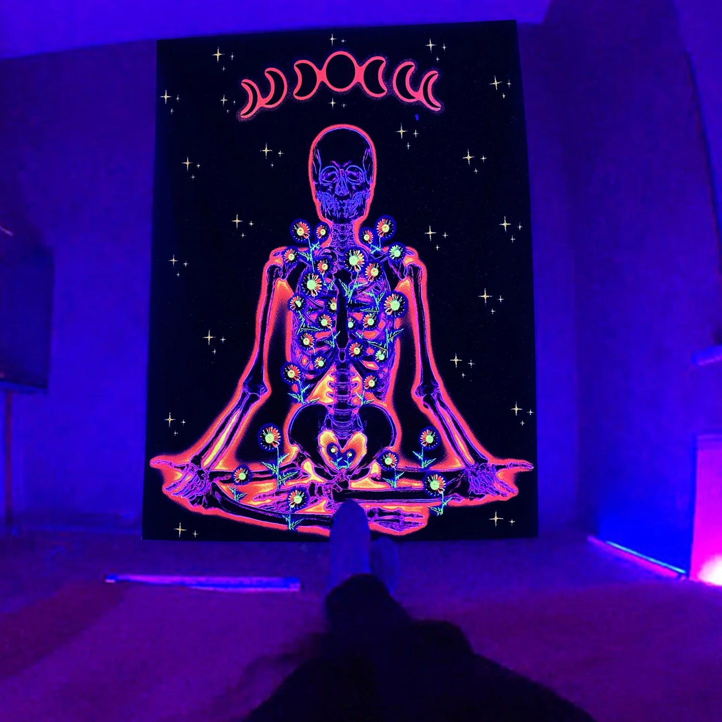 Hugging Skull UV Blacklight Poster