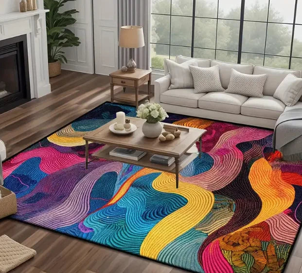 Geometrischer Abstrakt-Teppich – Wohnzimmer & Schlafzimmer