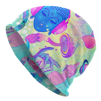 Psychedelic Skull Beanie – Trippy Wintermütze NiZED rave techno
