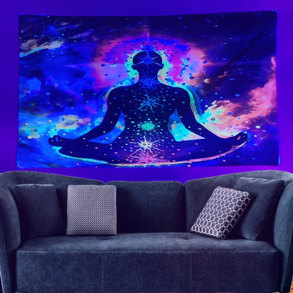 Psychedelic hippie mushroom black light poster