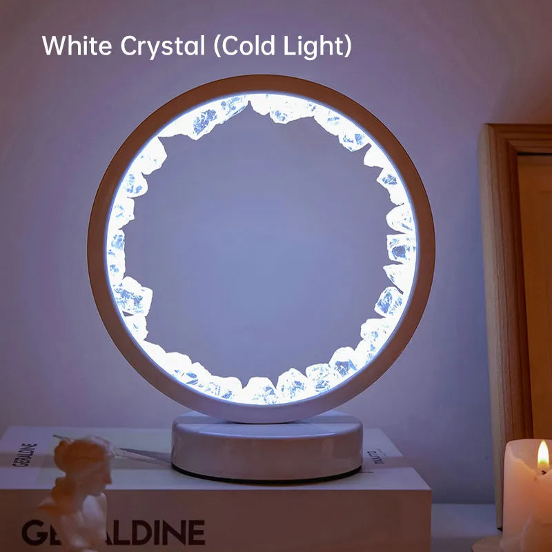 LED Wiederauflampbare Nachttischlampe - Natürliche Amethyst-Kristalldekoration