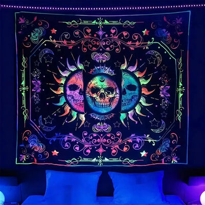Mystical Symbols UV Schwarzlicht-Wandteppich