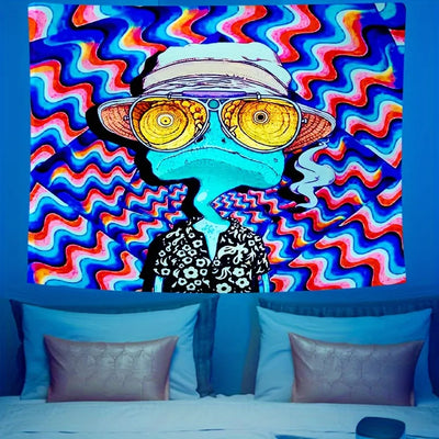 Neon Frog UV Schwarzlicht-Wandteppich