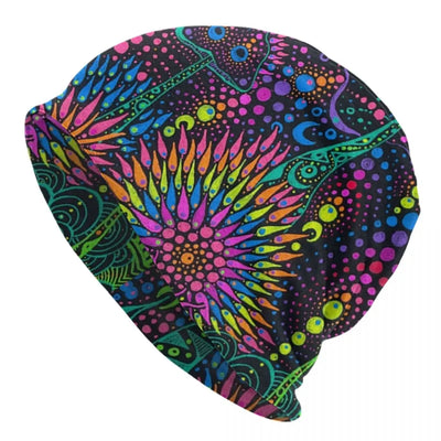 Psychedelic Skull Beanie – Trippy Wintermütze NiZED rave techno