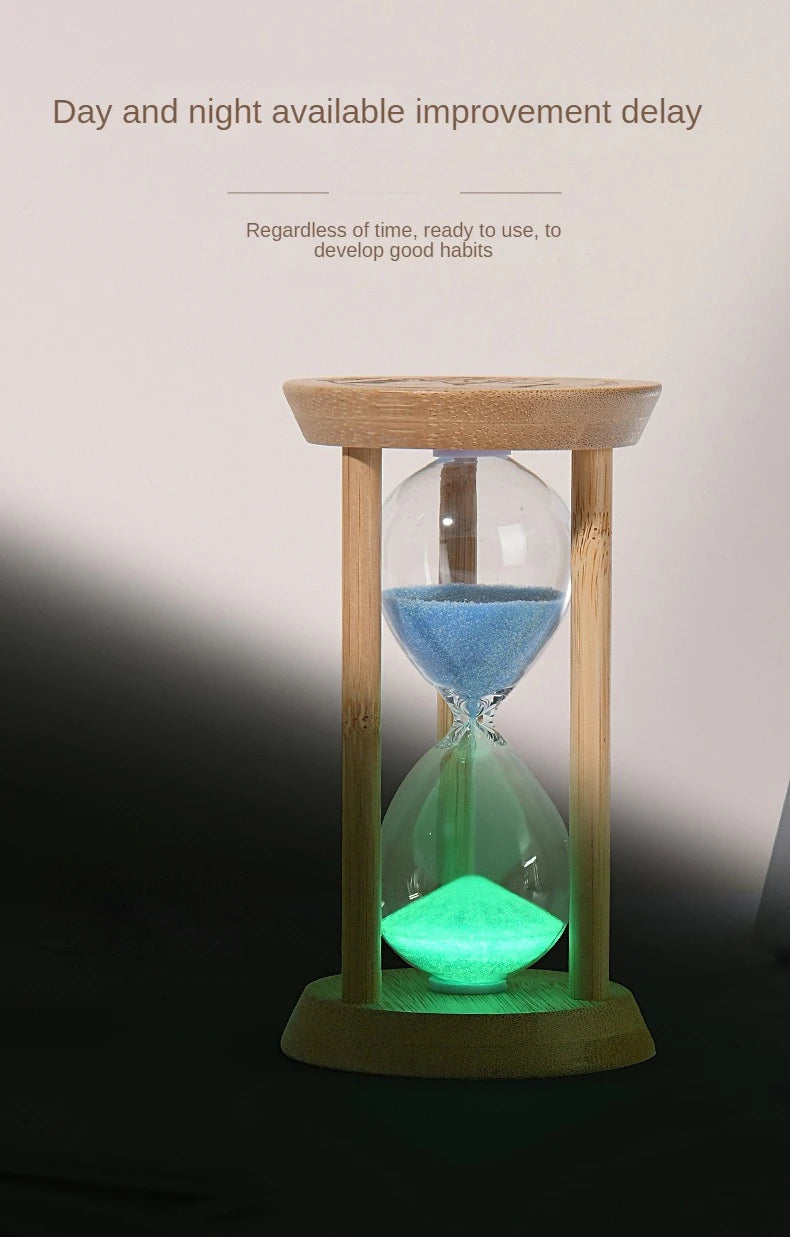 Cosmic Bamboo Glow – Fluorescent Hourglass Timer