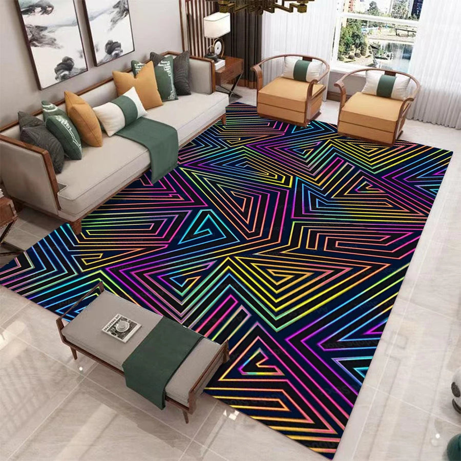 Schwarzgeometrischer Abstrakt Design Teppich