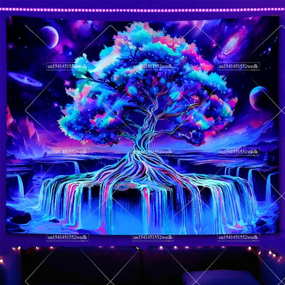 Tree of Life UV Schwarzlicht-Wandteppich