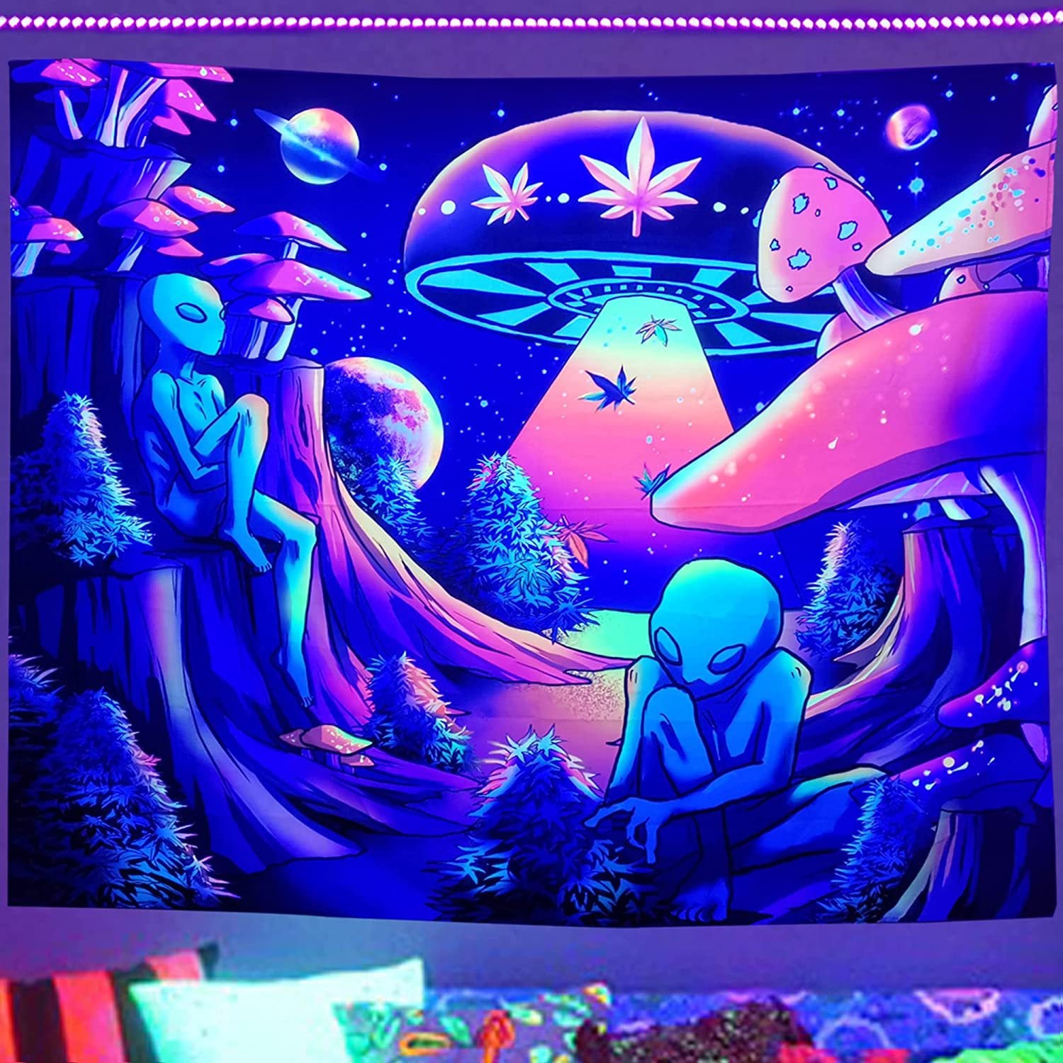 Luminous Tree of Life Psychedelic Mushroom Schwarzlichtposter