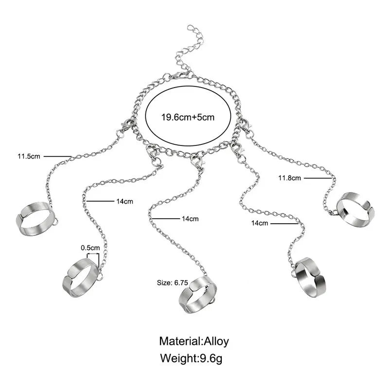 Modyle Punk Geometrische Silberfarbene Armbandringe - Stilvoller Hip-Hop Schmuck