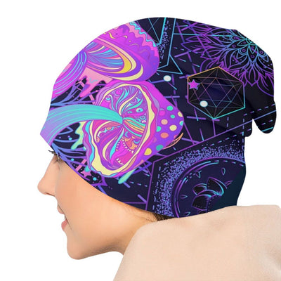 Psychedelic Skull Beanie – Trippy Wintermütze NiZED rave techno