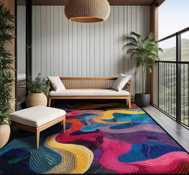 Geometrischer Abstrakt-Teppich – Wohnzimmer & Schlafzimmer