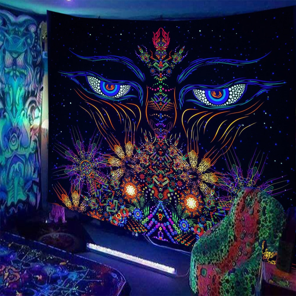 Black Light Indian Meditation Schwarzlichtposter