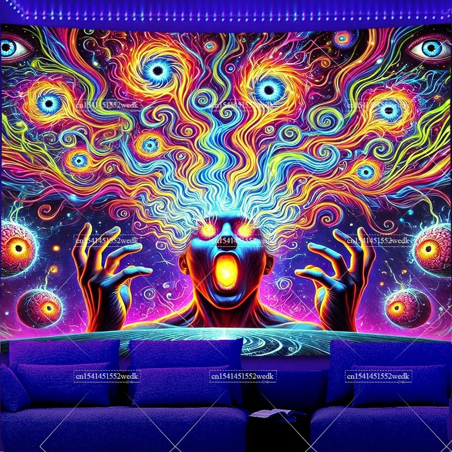 Abstract Eyes Woman UV Wandteppich
