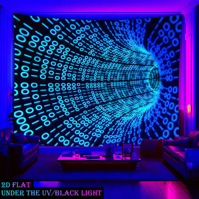 Binary Code UV Schwarzlicht-Wandteppich