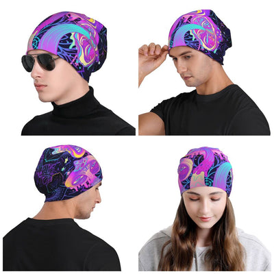 Psychedelic Skull Beanie – Trippy Wintermütze NiZED rave techno